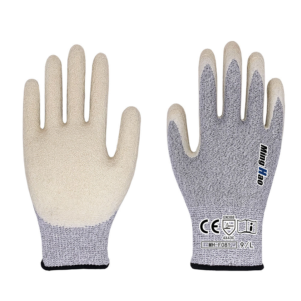 Latex HPPE anti-cut wrinkle gloves